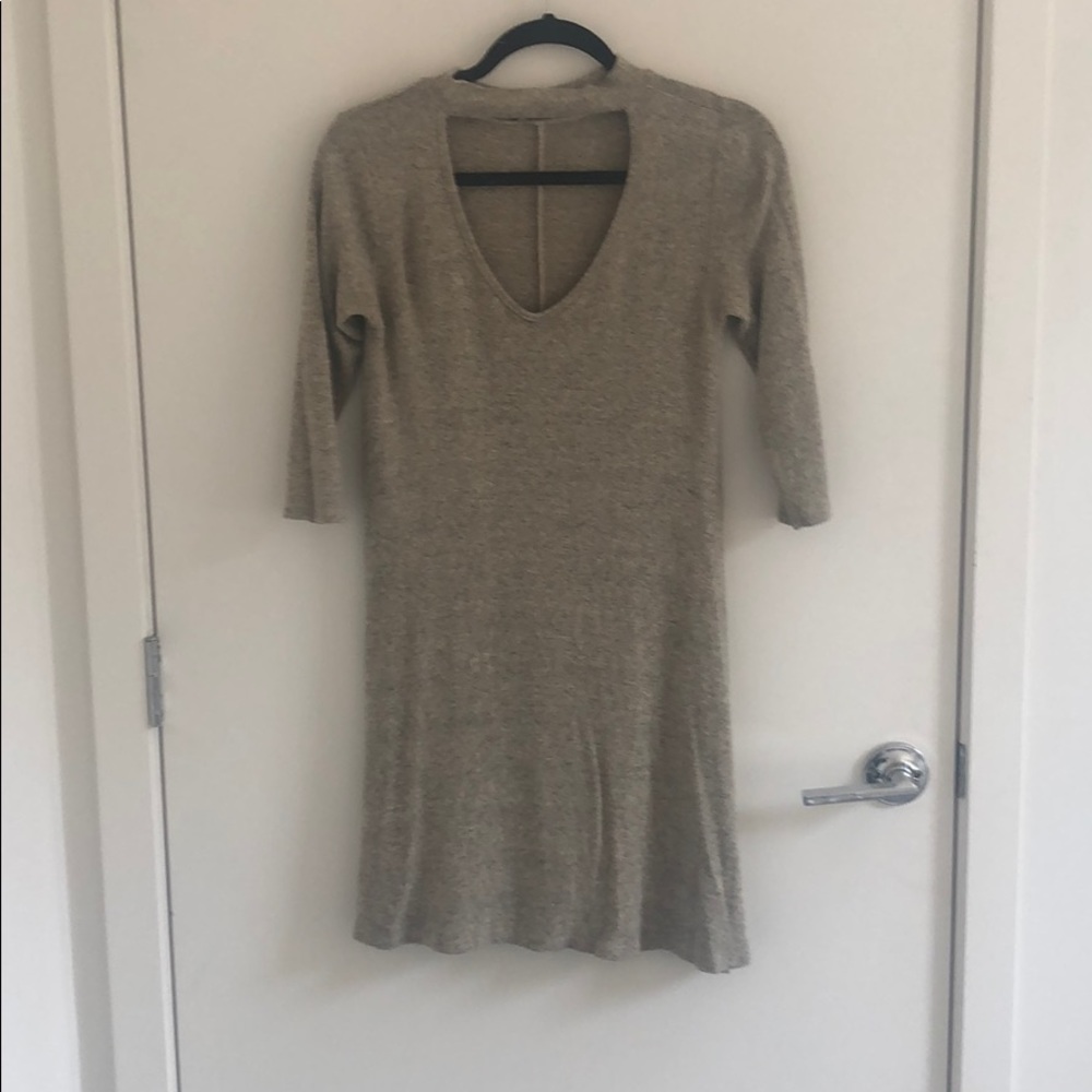 Half-sleeve mini dress with chest cut out
